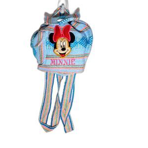 Woven Blue and Pink Minnie Mouse Small Backpack Made in Mexico